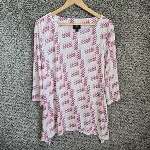 JM‎ Collection Top Womens PL Petite Large Purple Jacquard Textured Blouse Ladies